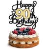 1Pc Happy 90th Birthday Cake Topper Black Gold Glitter Cheers to 90 Years Birthday Cake Pick 90 Fabulous Cake Decoration for Happy 90th Birthday Anniversary Party Cake Decorations Supplies view 1