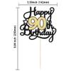 1Pc Happy 90th Birthday Cake Topper Black Gold Glitter Cheers to 90 Years Birthday Cake Pick 90 Fabulous Cake Decoration for Happy 90th Birthday Anniversary Party Cake Decorations Supplies view 2