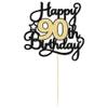 1Pc Happy 90th Birthday Cake Topper Black Gold Glitter Cheers to 90 Years Birthday Cake Pick 90 Fabulous Cake Decoration for Happy 90th Birthday Anniversary Party Cake Decorations Supplies view 3