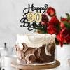 1Pc Happy 90th Birthday Cake Topper Black Gold Glitter Cheers to 90 Years Birthday Cake Pick 90 Fabulous Cake Decoration for Happy 90th Birthday Anniversary Party Cake Decorations Supplies view 4