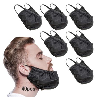 Beard Bib for Men Eating, Beard Bandana for Sleeping, Beard Covers 40 Pcs Beard Bonnet Waterproof Beard Covers Guard Adjustable Bedtime Facial Beard Apron Satin Beard Conditioning Cap
