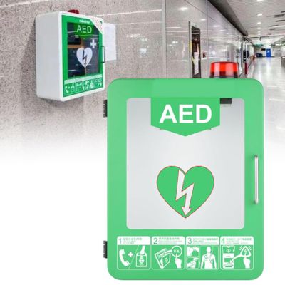 XDLYWUZIQ AED Defibrillator Storage Cabinet, Wall-mounted Plastic Cardiac Defibrillation Alarm Box, First Aid Cabinet, Rounded Corner Design, for Home, Office