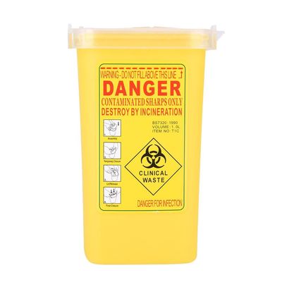 Heaveant Sharps Bin, 1 L Tattoo Needles Disposal Waste Box Plastic Sharps Container Mini Sharps Box Trash Can with Flip On Lid (Yellow)