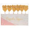 12 Gold Heart Shaped Cupcake Toppers Party Supplies Celebration Accessories 62292 view 1