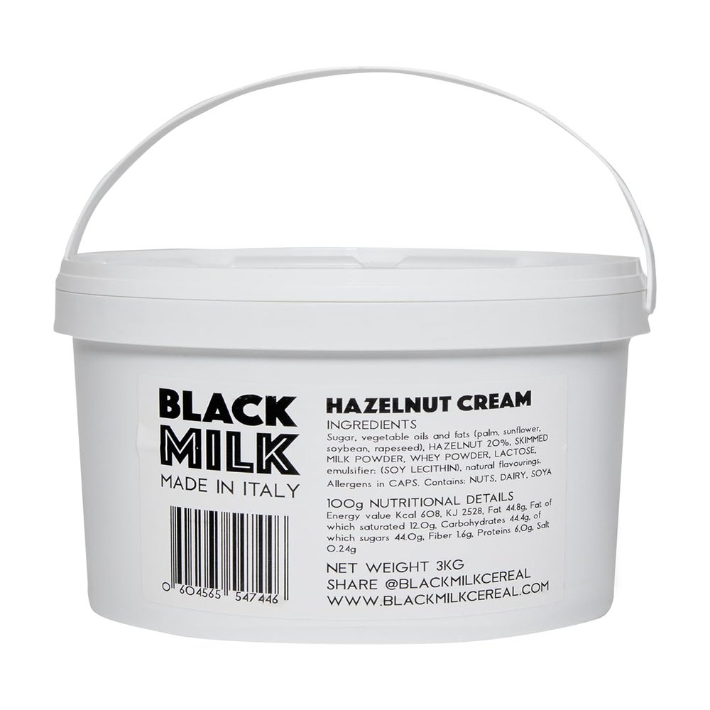 Black Milk Hazelnut Cream Spread for Catering 3kg - Gluten Free - Single - Extra Large Tub