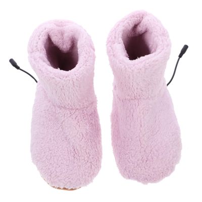 ABOOFAN Usb Electric Foot Warmer Plush Heating Shoes for Women Pink Rechargeable Thermal Foot Heater Slippers Indoor Winter Warmers