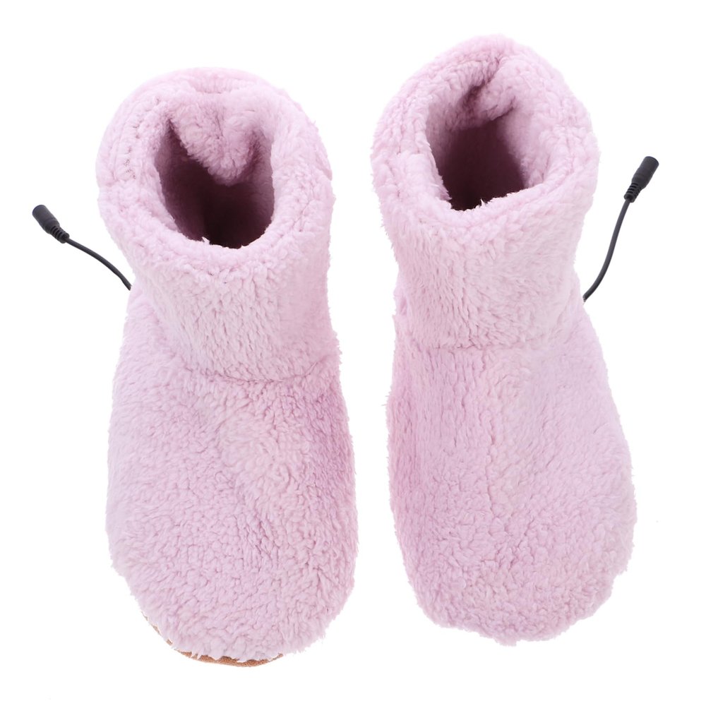ABOOFAN Usb Electric Foot Warmer Plush Heating Shoes for Women Pink Rechargeable Thermal Foot Heater Slippers Indoor Winter Warmers