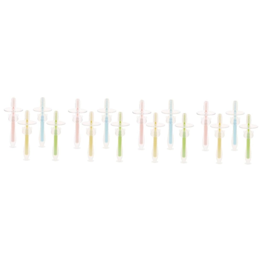 Beaupretty 16pcs Silicone Toothbrush for Boy Girl Months Boy Girl Training Toothbrush Suction Base for Year Old