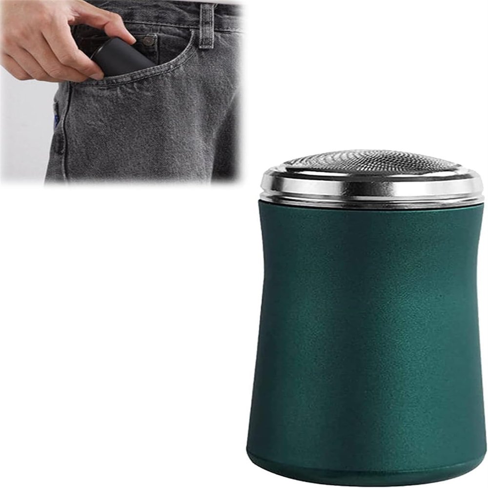 Mini Electric Shaver Portable Men Travel Razor Waterproof, Pocket Size Washable Electric Razor, Electric Shaver for Men, Suitable for Carrying Around, Easy to Clean (Green)