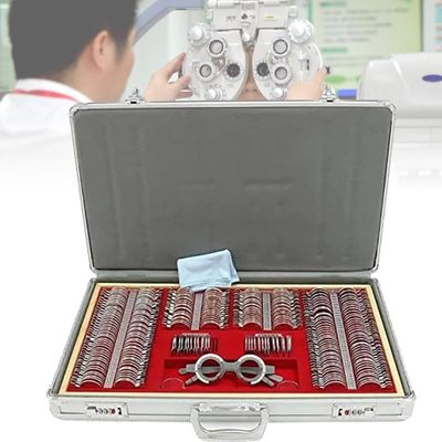 JINGEDD 266pcs Optical Trial Lens Set Optometry Kit,Optical Equipments Trial Lens Set,Trial Lens Set Optometry,With Aluminum Storage Case,For Eye Visual Health Center,Hospital Vision Test