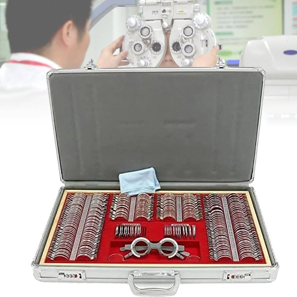 JINGEDD 266pcs Optical Trial Lens Set Optometry Kit,Optical Equipments Trial Lens Set,Trial Lens Set Optometry,With Aluminum Storage Case,For Eye Visual Health Center,Hospital Vision Test