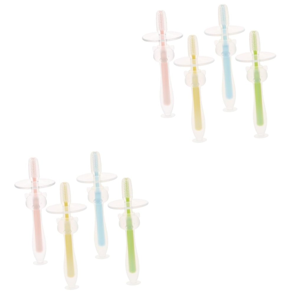 minkissy 8pcs Silicone Toothbrush with Base Soft Bristles for Gentle Cleaning and Massaging Gums Safe for Boy Girl and Toddlers