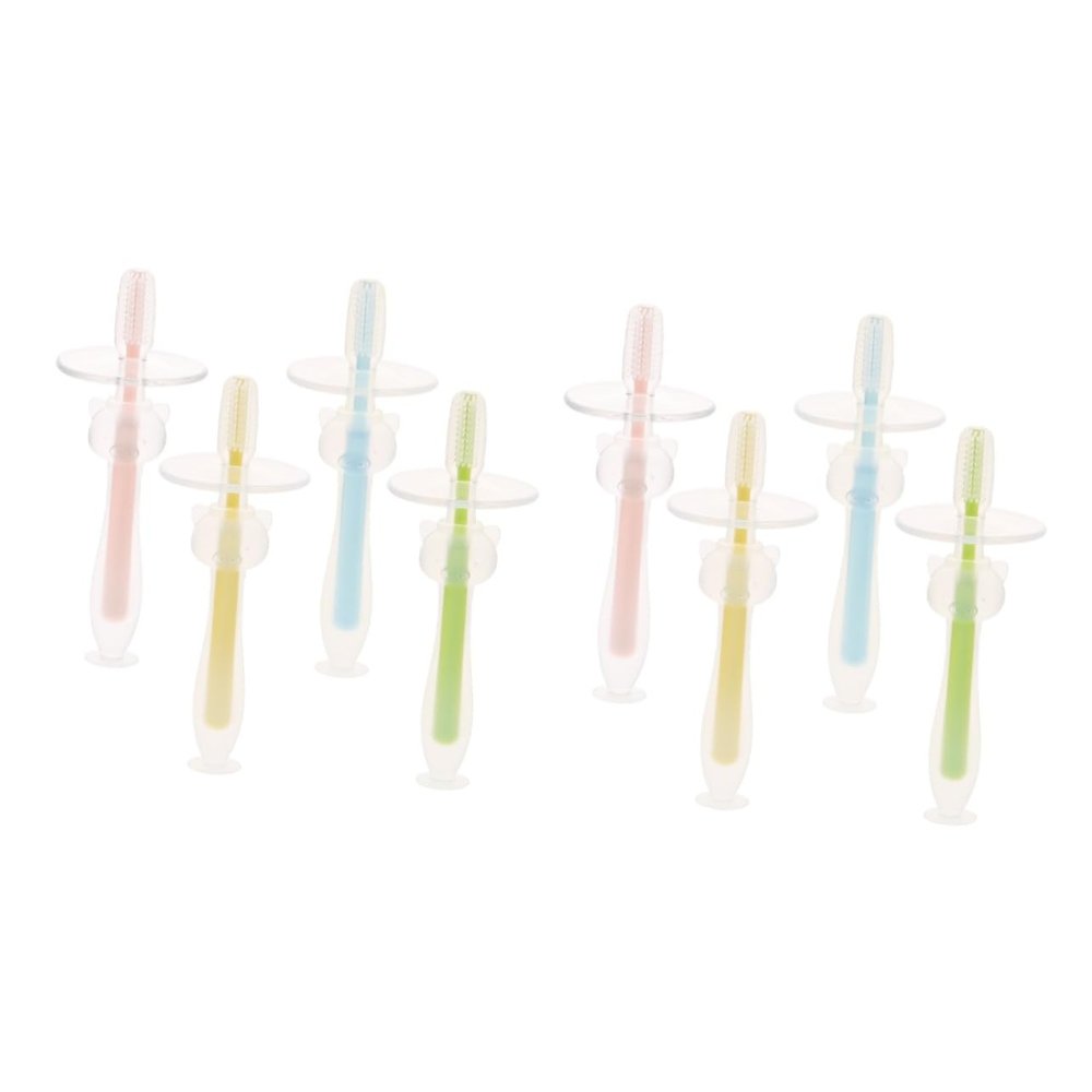 Beaupretty 8pcs Toothbrushes for Boy Girl Training Silicone Toothbrush Suction Base for Boy Girl at Home Travel