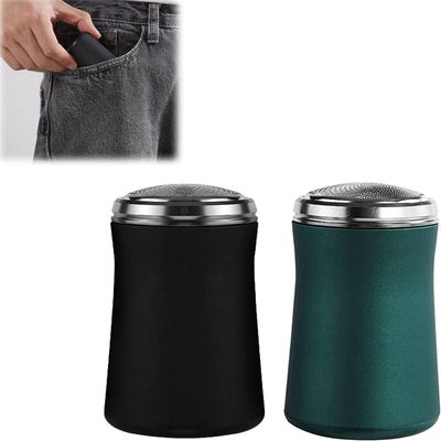 Pocket Size Washable Electric Razor, Mini Electric Shaver Portable Men Travel Razor Waterproof, Electric Shaver for Men, Suitable for Carrying Around, Easy to Clean (Black+Green)