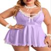 Rayson Soubrette Femme Ensemble de Lingerie avce Thong Dentelle Maid Costume Uniform French Maid Cosplay Deguisement (Purple) view 4