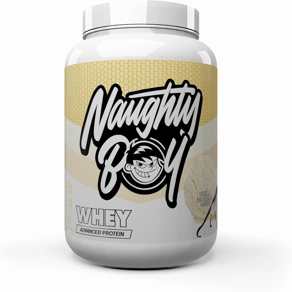 Naughty Boy Advanced 100% Whey Protein Powder. Muscle Building & Recovery Shake with Optimum Taste & Mixability. Low Sugar. (Vanilla Ice Cream, 2010 g)