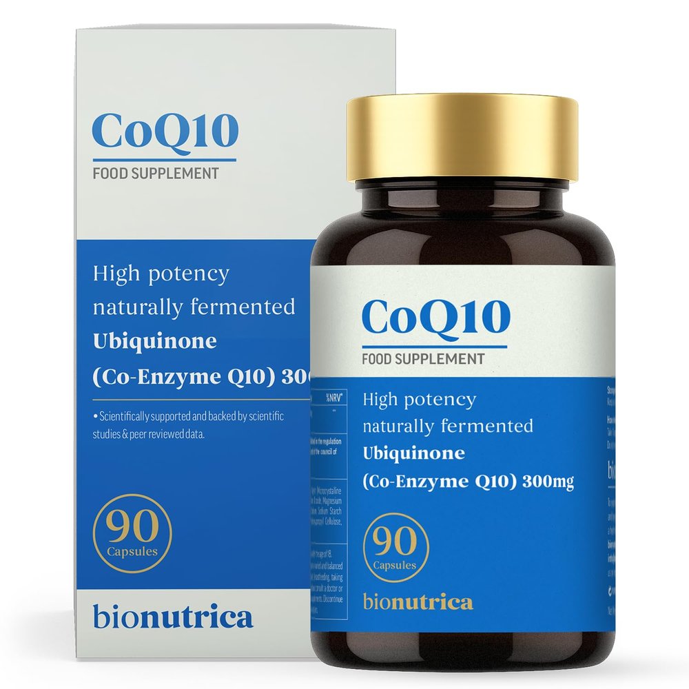 Bionutrica CoQ10 300mg Ubiquinone  High Strength, Naturally Fermented Coenzyme Q10 for Heart, Energy & Antioxidant Support  Vegan & Traceable Ingredients  90 Capsules  GMP Certified