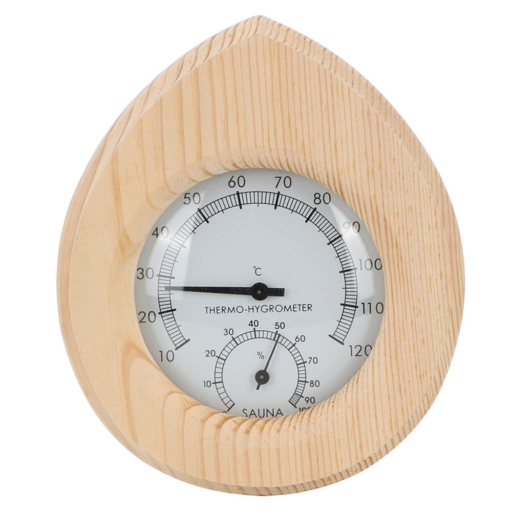 Sauna Thermometer - Drop-Shaped 2-in-1 Wood Thermo-Hygrometer Thermometer Hygrometer Steam Room Sauna Room Accessories