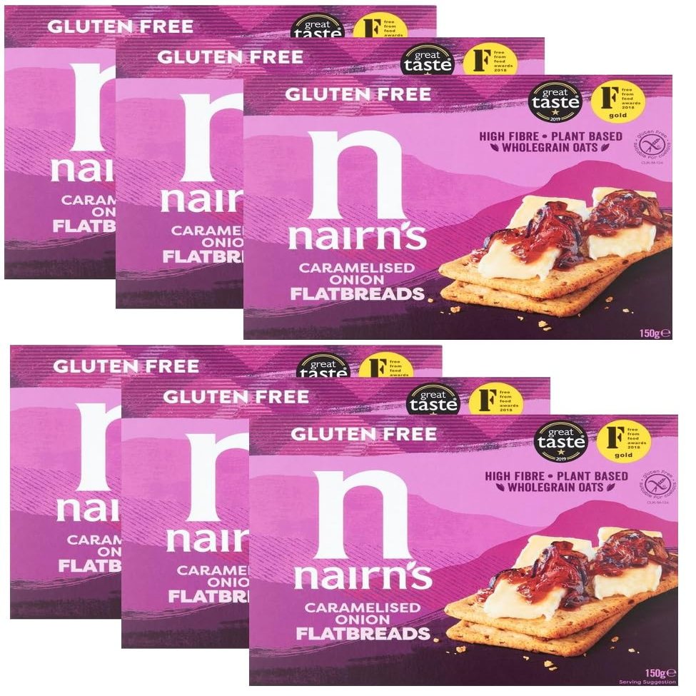 Nairn's Gluten Free Caramelised Onion Flatbreads 150g (Pack of 6)