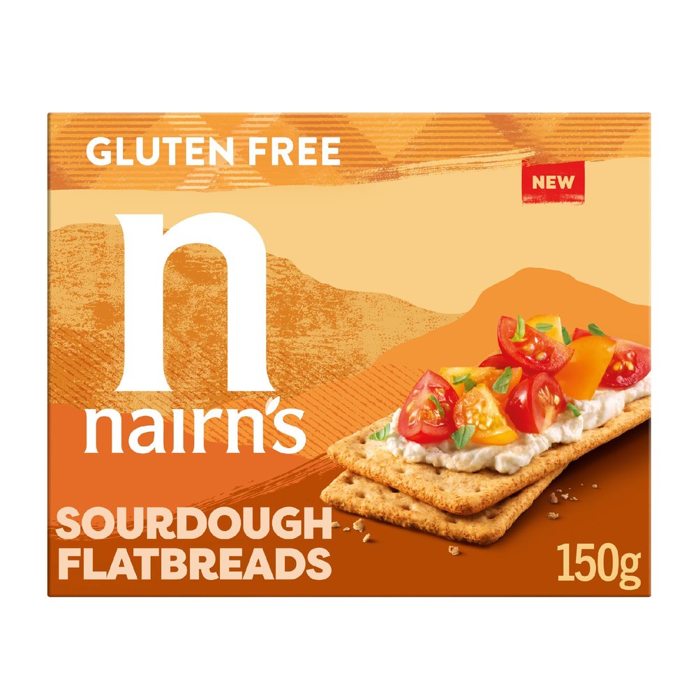 Nairn's Sourdough Flatbreads - 125g - Gluten Free Wholegrain Oats - High in Fibre - Plant Based Flatbreads - Healthy Snacks - Real Sourdough - Suitable for Coeliacs - Pack of 6