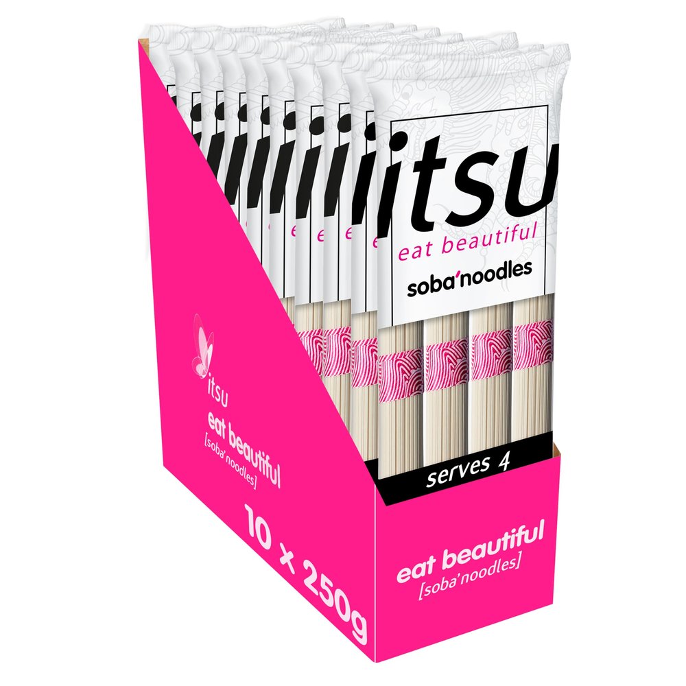 itsu Soba Noodles 250g | Restaurant Quality | Vegan | Ideal for Soups & Stir-Fries | Pack of 10