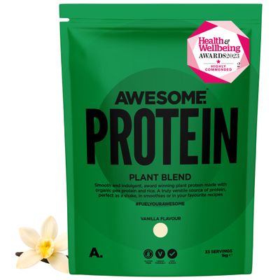 Awesome Supplements  Vegan Protein Powder  Organic 1KG  High Protein Plant-Based Powder  21,6 g Protein Per Serving  Low Calorie, Low Sugar  Pea Protein, Organic Protein (1 KG, Vanilla)