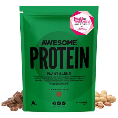 Awesome Supplements  Vegan Protein Powder  Organic 1KG  High Protein Plant-Based Powder  21,6 g Protein Per Serving  Low Calorie, Low Sugar  Pea Protein, Organic Protein (1 KG, Choc & Nut)