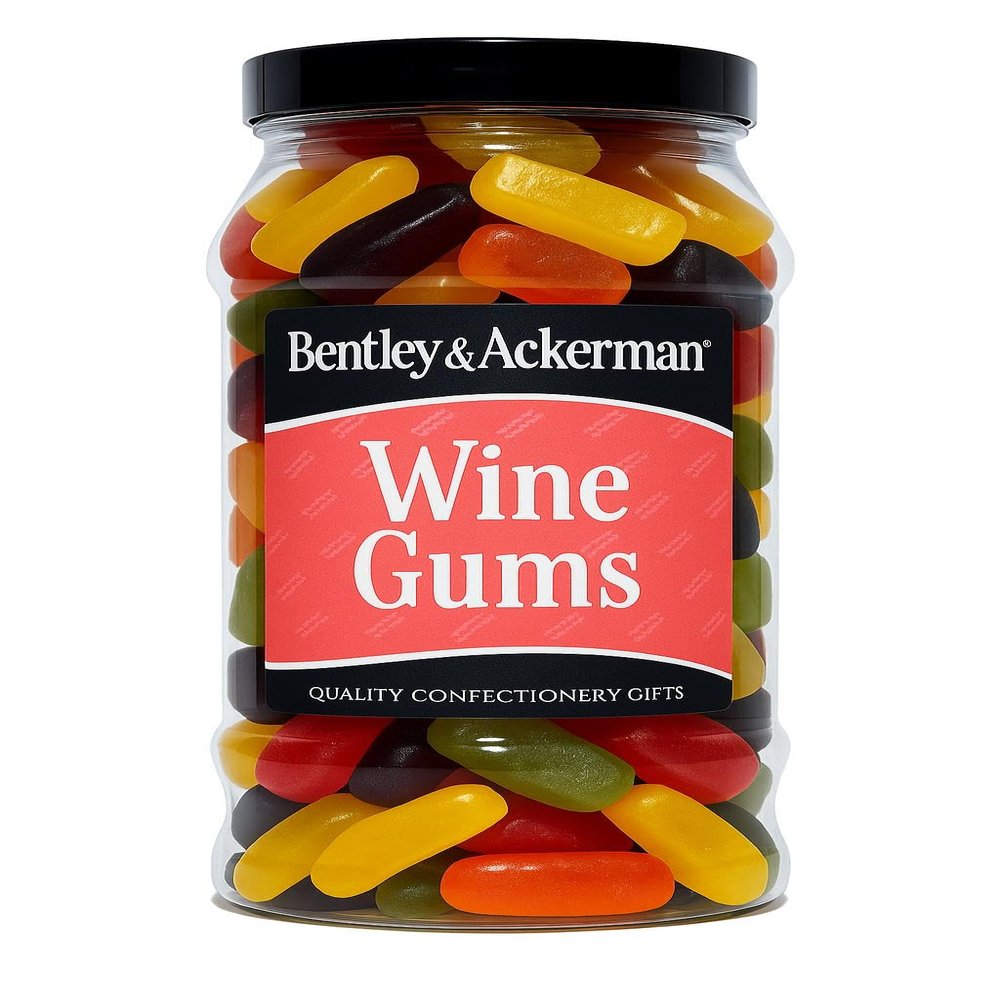 Wine Gums - (700g) Original Retro Wine Gums Sweets Gift Jar By Bentley & Ackerman's Sweet Shop.