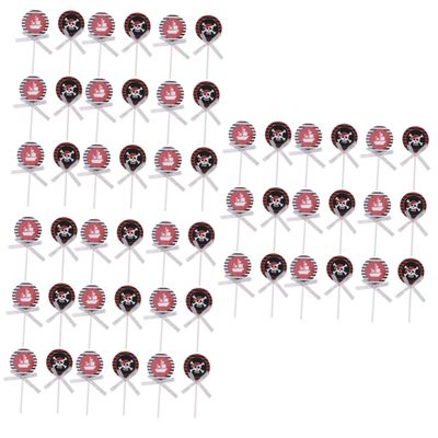 Didiseaon 60pcs Creative Pirate Birthday Party Supplies Happy Birthday Topper Cupcake Toppers Dessert Decor