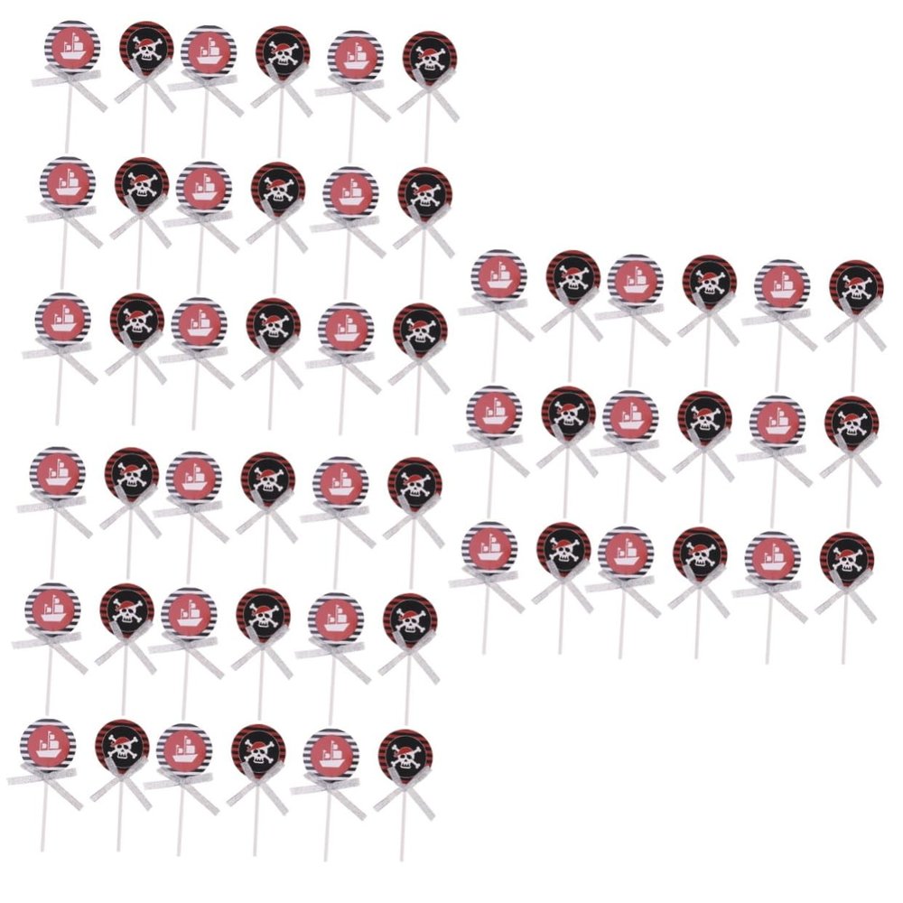 Didiseaon 60pcs Creative Pirate Birthday Party Supplies Happy Birthday Topper Cupcake Toppers Dessert Decor