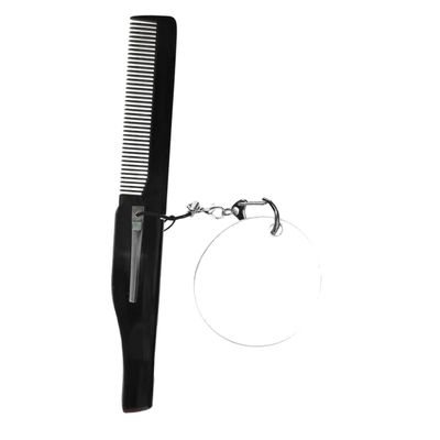 Beaupretty Portable Folding Comb Keychain and Oval Mirror Fine Tooth Pocket Comb for Men Multipurpose Lightweight Travel Accessory