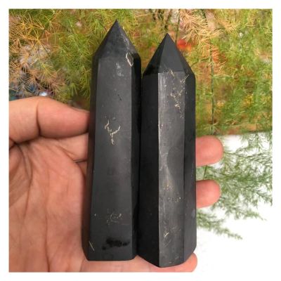 FACSER Natural crystal rough Natural Shungite Point Crystal Stone Hypographite Tower Organic Material Quartz for Home Decor Quartz Stones (Color : 5pcs, Size : 9-11cm)