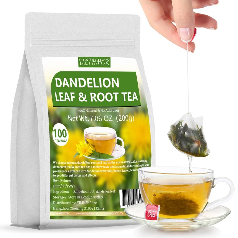 Premium Dandelion Root & Leaf Tea,100 Tea Bags/7.06Oz,for Liver Detox,100% Natural & No Additives.