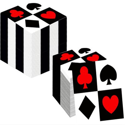 100Pcs Casino Napkins Poker Napkin Casino Party Supplie Disposable Casino Party Cocktail Napkins Las Vegas Napkin for Casino Night Poker Game Themed Card Playing Club Heart Casino Birthday Party Decor
