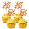 24Pcs Fall in Love Cupcake Toppers Glitter Fall Theme Bridal Shower Cupcake Picks for Autumn Wedding Engagement Anniversary Birthday Party Cake Decorations Supplies Orange view 1