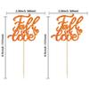 24Pcs Fall in Love Cupcake Toppers Glitter Fall Theme Bridal Shower Cupcake Picks for Autumn Wedding Engagement Anniversary Birthday Party Cake Decorations Supplies Orange view 2