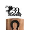 Cowboy 39th Birthday Cake Topper, Cowboy Happy Birthday Cake Decor for Men, Cowboy 39th Birthday Decoration, Western Themed Birthday Party Supplies - Black view 1