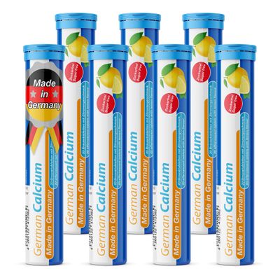 German Calcium 140 Drink Effervescent Tablets - Lemon Lime Flavour - 500 mg Calcium, Sugarfree, Vegan- T&D Pharma  Made in Germany