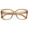 DOOViC Womens Reading Glasses 3.0 Blue Light Blocking Square Brown Oversized Large Frame Readers for Ladies view 1