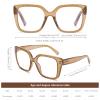 DOOViC Womens Reading Glasses 3.0 Blue Light Blocking Square Brown Oversized Large Frame Readers for Ladies view 2