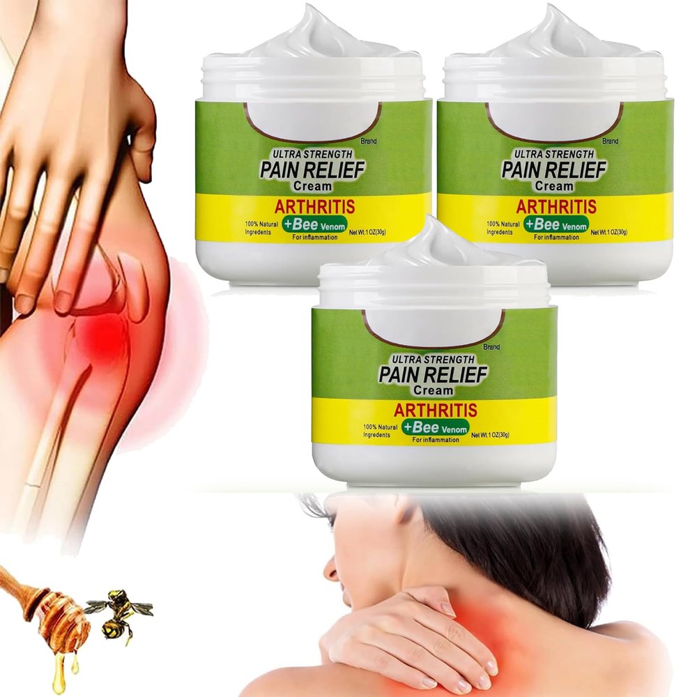 3 Pcs Beevana Bee Venom Joint and Bone Therapy Cream, Beevana Ultra Strength Pain Relief Cream, Joint & Bone Therapy Cream, Bee Venom Joint Therapy Cream, for Back,Neck,Hands,Feet, 30g