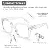 DOOViC Large Frame Reading Glasses 2.0 Womens Clear Oversized Blue Light Blocking Glasses view 3