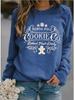 SameeFloral North Pole Milk And Cookie Company Sweatshirt Christmas Graphic Pullover Fun Gifts, Blue, XXXL view 2
