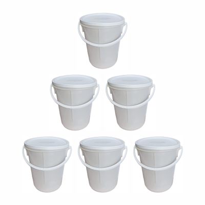 25L Litre White Plastic Plasterer Bucket Hard Wearing Container Mixing Bucket Chemical Hydroponics Bucket Paint Pail for Multi Use Fermentation Animal Feed Construction (Bucket with Lid N Handle, 8)