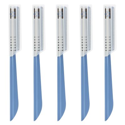 5Pcs Beard Mustache Straight Edge Razors, Men's Beards Edgers Trimmer Shaping Tool Eyebrow Razor Stainless Steel Blade for Facial Hair Fuzz Remover Hair Shaver, Replacement for Travel Grooming Styling