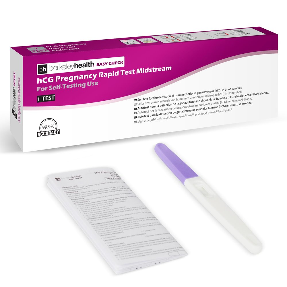 Berkeley Health Easy Check hCG Pregnancy Rapid Test Midstream - Early Home Pregnancy Check, Easy to Use, Clear Results in Minutes - 1 Test