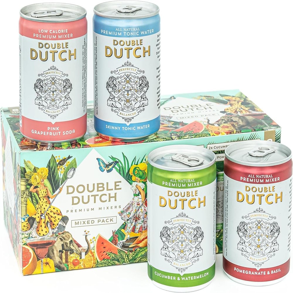 Double Dutch Variety Pack  8 x 150ml Premium Mixers | Low Calorie, Vegan-Friendly Tonic Waters for Gin, Vodka, Tequila & Cocktails | Includes Selection of World-Class Soft Drinks & Flavoured Mixers