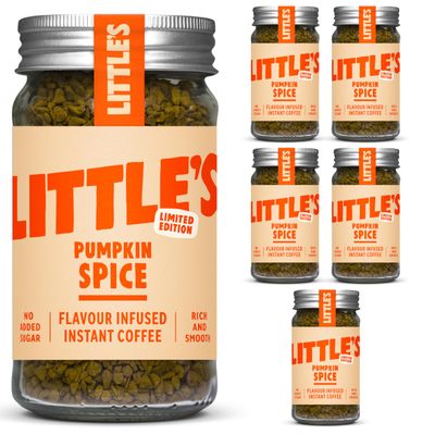 Little's Pumpkin Spice Flavoured Instant Coffee, 6 Pack (50g x 6) - Rich & Smooth Coffee, Infused With Pumpkin Spice Flavour - Vegan Friendly, Low Calories, No Added Sugar