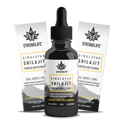Shilajit Resin Stronglife Himalayan Liquid Oil Drops 30 gram Equivalent | Natural Source of Fulvic Acid & Mineral Oral Drops | UK Lab Certified | 30ml