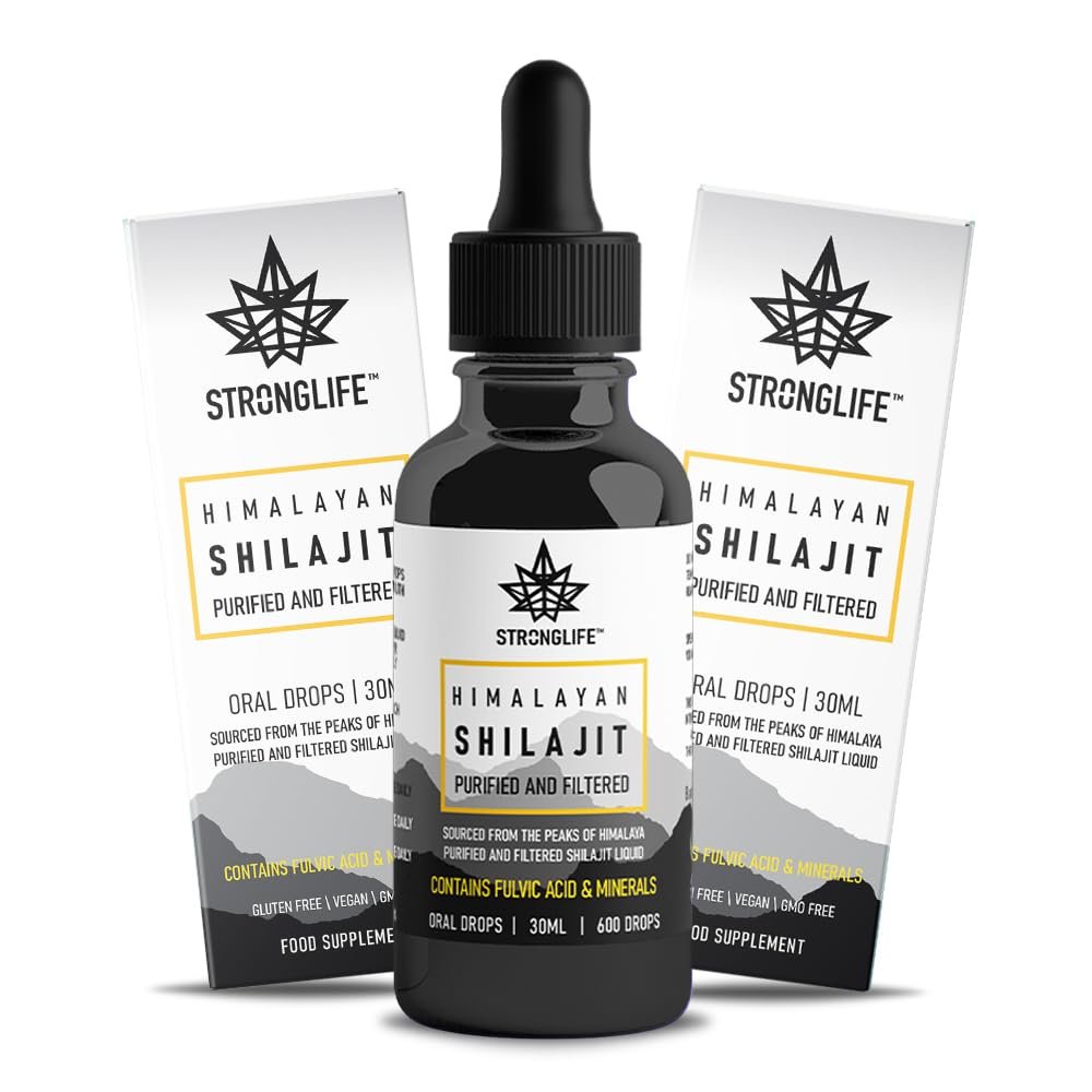 Shilajit Resin Stronglife Himalayan Liquid Oil Drops 30 gram Equivalent | Natural Source of Fulvic Acid & Mineral Oral Drops | UK Lab Certified | 30ml